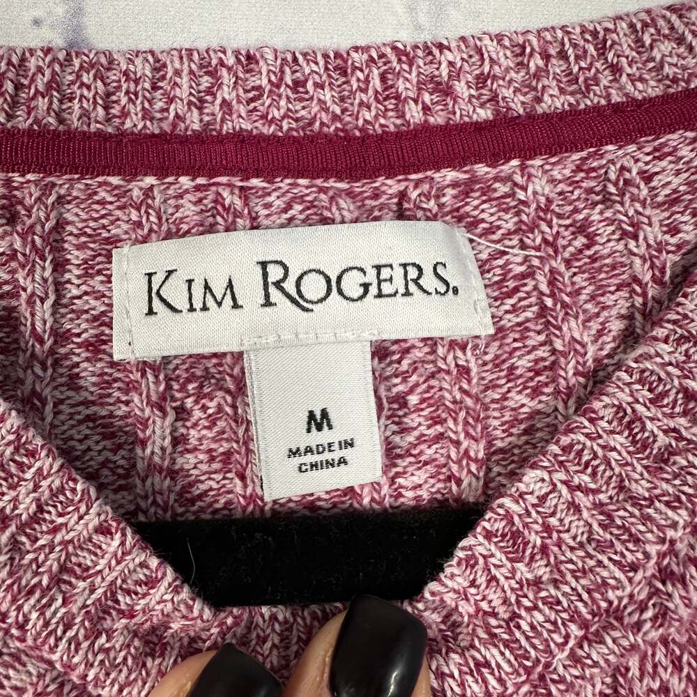 Kim Rogers Women's Pink Heathered Crew Neck Sweater - Picture 4 of 5